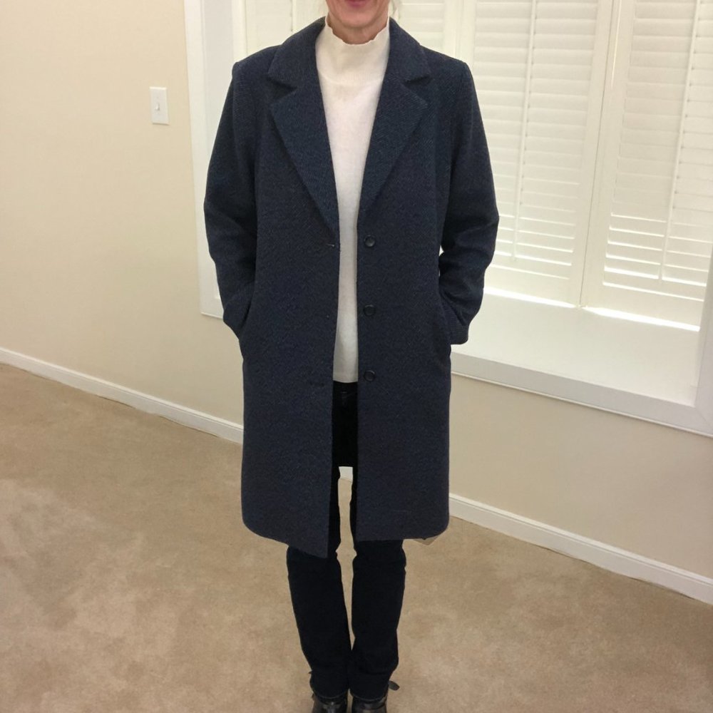J. Jill Classic Navy Tweed Coat